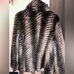 Multi colored faux fur jacket